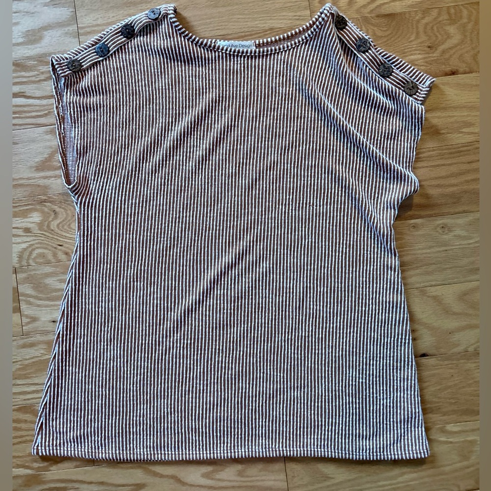 Final Price Clearances Grand Ave Design Burgundy Soft Striped Tunic Top 1X - Picture 15 of 16